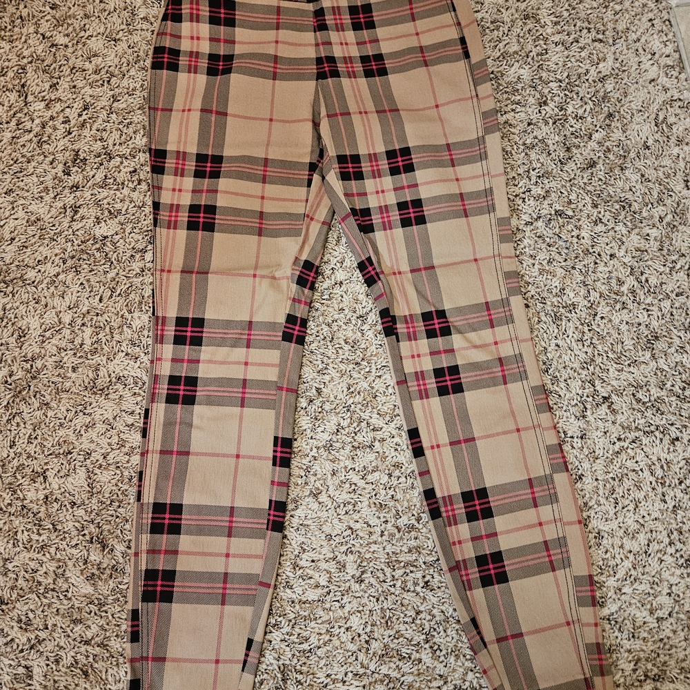 New York & Company Beige and Black Plaid Cropped Pants - Picture 3 of 8